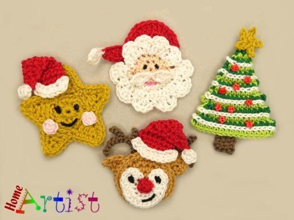 Christmas Crochet Patterns Christmas crochet appliqué patterns including Santa, tree, star, and reindeer. — Christmas Crochet Patterns