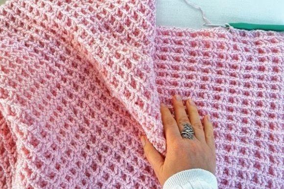Double Waffle Crochet Baby Blanket — Crochet Baby Blanket Patterns Crochet Baby Blanket Patterns featuring a textured pink blanket