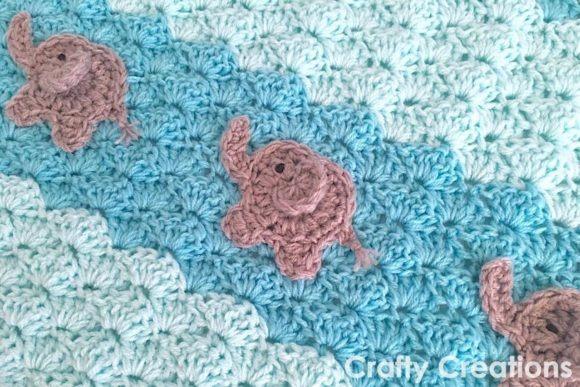 Elephant Baby Blanket Crochet Pattern — Crochet Baby Blanket Patterns Crochet baby blanket featuring elephant motifs in blue and beige. — Crochet Baby Blanket Patterns
