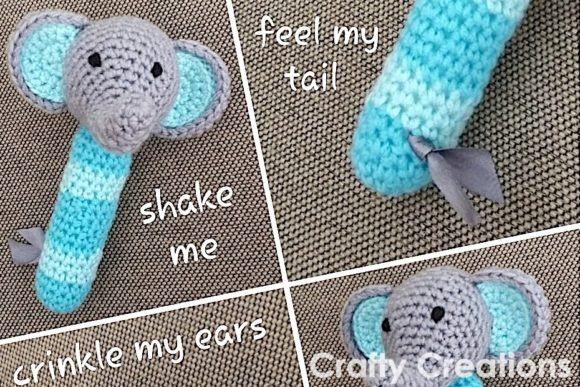 Elephant Rattle Amigurumi — Cute Animal Amigurumi Patterns Cute Animal Amigurumi Patterns: Elephant Rattle with crinkle ears and tail