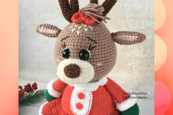 Reindeer Stuffed Toy — Christmas Crochet Patterns Reindeer stuffed toy in festive attire, perfect for Christmas decor. — Christmas Crochet Patterns