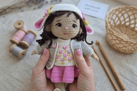 Amigurumi Lamb Hat Doll Pattern — amigurumi patterns Amigurumi patterns featuring a lamb hat doll with colorful clothing