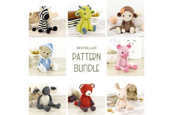 Amigurumi Patterns Bundle Amigurumi patterns featuring various handmade crochet toys.