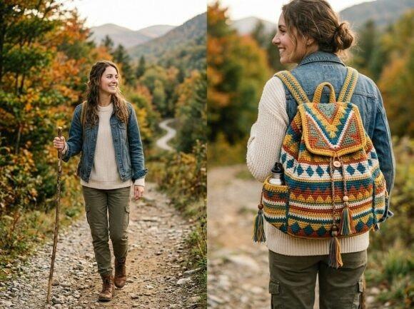 Artisan Crochet Backpack — crochet patterns Artisan crochet backpack in a natural setting — crochet patterns