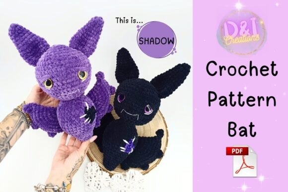 Amigurumi Bat Crochet Patterns — amigurumi patterns Amigurumi bat crochet patterns in purple and black. — amigurumi patterns