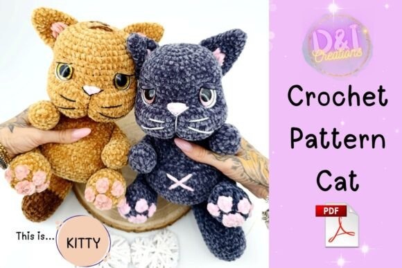 Amigurumi Patterns for Cats Amigurumi patterns featuring cute crochet cat toys in two colors.