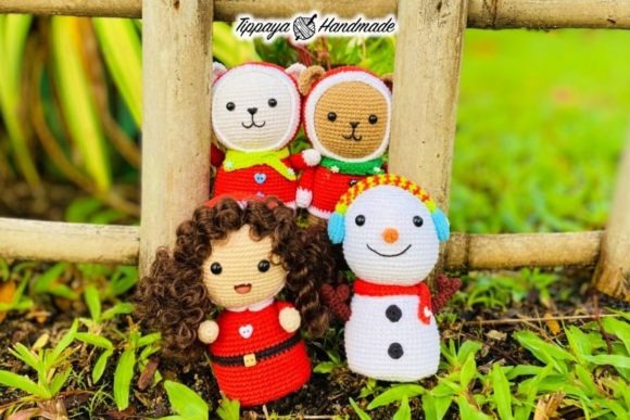 Christmas Amigurumi Set — amigurumi patterns Christmas Amigurumi Set featuring a girl, snowman, and animal characters — amigurumi patterns