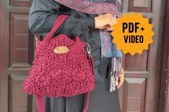 Ginanita Handbag Pattern — things to crochet for creative handmade Crochet Ginanita Handbag pattern in maroon color, compact and structured design. — things to crochet for creative handmade