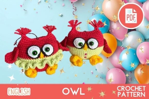 Amigurumi owl crochet pattern featuring two colorful owls. — amigurumi patterns