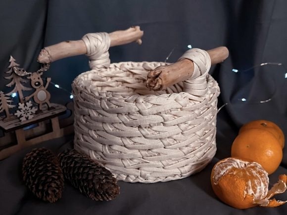 Crochet Pattern Basket — things to crochet for creative handmade Crochet basket with wooden handles for storage — things to crochet for creative handmade