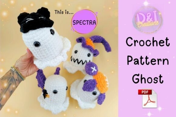 Halloween Amigurumi Ghost Patterns — Halloween amigurumi patterns Four cute crochet ghost amigurumi characters in various colors and styles. — Halloween amigurumi patterns