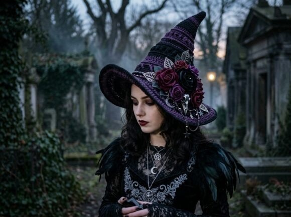 Gothic Witch Hat Crochet Pattern — crochet patterns Gothic Witch Hat crochet pattern for Halloween projects — crochet patterns