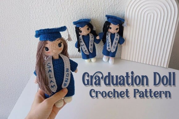 Graduation Doll Crochet Pattern — amigurumi patterns Graduation Doll Crochet Pattern featuring three dolls in caps and gowns. — amigurumi patterns