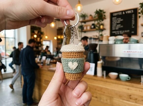 Crochet Amigurumi Keychain Crochet amigurumi keychain of a coffee cup