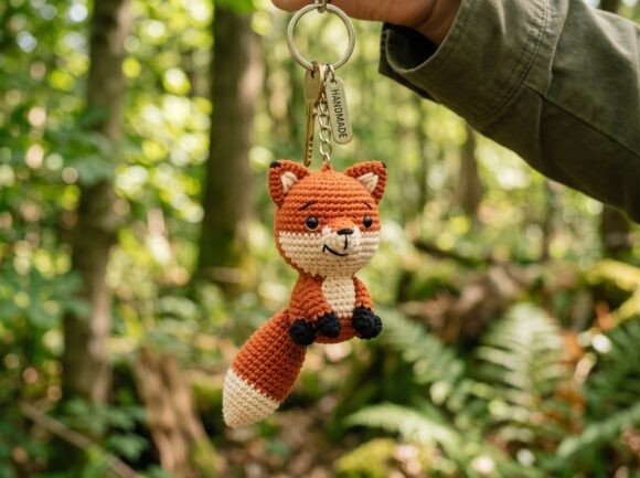 Cute Fox Crochet Keychain — crochet amigurumi keychain Crochet amigurumi keychain of a cute fox design