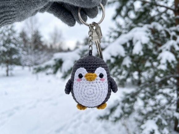 Penguin Crochet Keychain — crochet amigurumi keychain Crochet amigurumi keychain of a penguin design