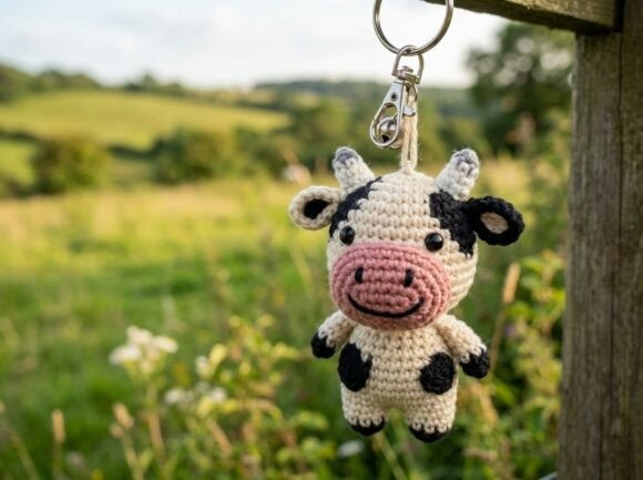 Crochet Amigurumi Keychain Cow Crochet amigurumi keychain cow design