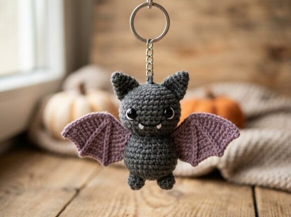 Crochet Amigurumi Bat Keychain — crochet amigurumi keychain Crochet amigurumi keychain bat with wings