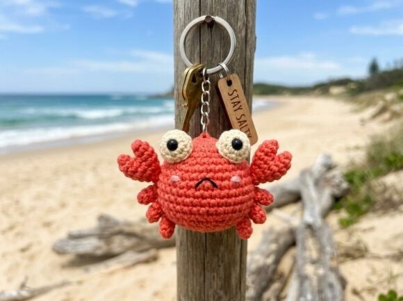 Crochet Amigurumi Keychain Crab Crochet amigurumi keychain crab design by the beach