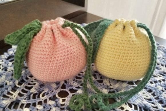 Lemon Drawstring Pouch — things to crochet for creative handmade Lemon Drawstring Pouch in pink and yellow crochet — things to crochet for creative handmade