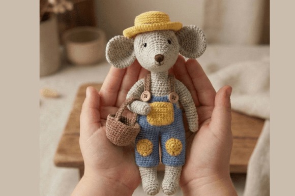 Little Gardener Mouse Crochet — amigurumi patterns Little Gardener Mouse crochet toy with a hat and overalls — amigurumi patterns