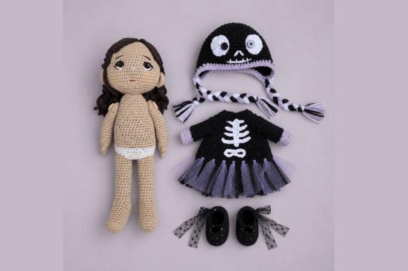 Skeleton Ballerina Crochet Pattern — Halloween amigurumi patterns Skeleton Ballerina Crochet Pattern with doll and costume accessories — Halloween amigurumi patterns