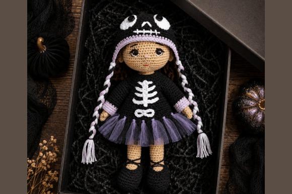Skeleton Ballerina Crochet Doll — Halloween amigurumi patterns Skeleton Ballerina Crochet Pattern amigurumi doll with tutu and hat — Halloween amigurumi patterns