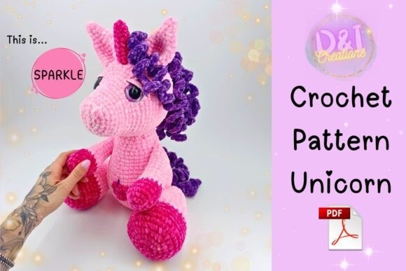 Unicorn Crochet Pattern — amigurumi patterns Amigurumi patterns for a pink unicorn crochet toy