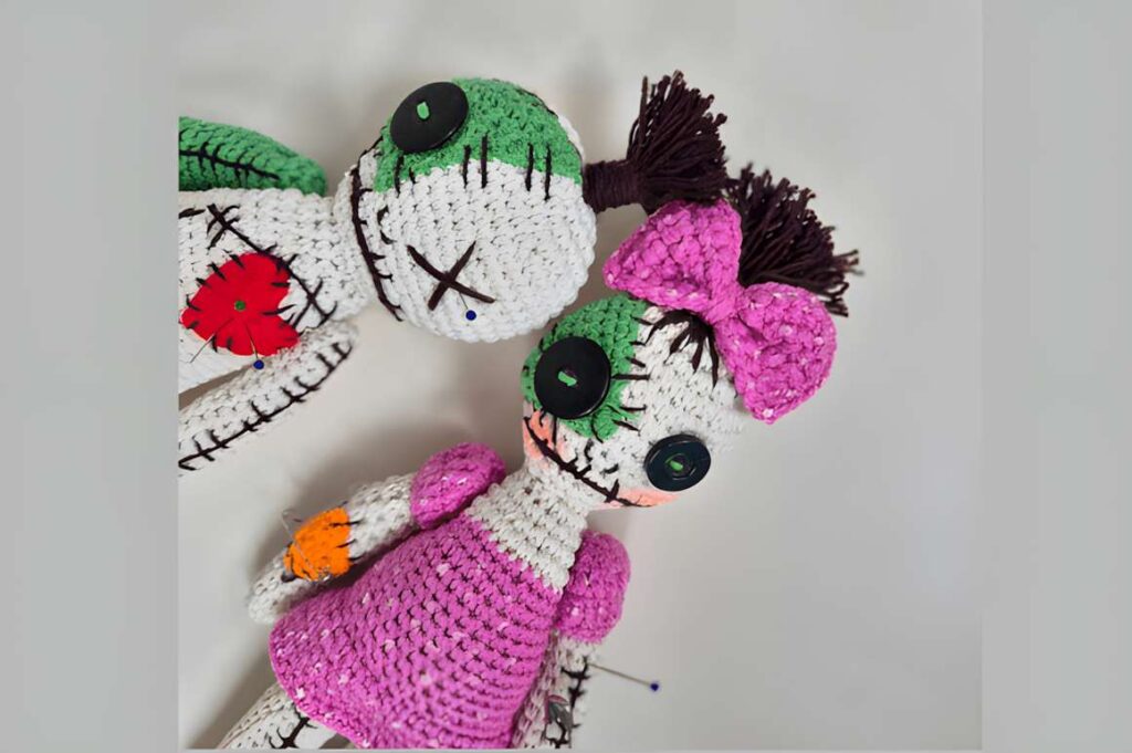 Amigurumi Voodoo Dolls showcasing quirky character style for craft fairs. — amigurumi crochet patterns