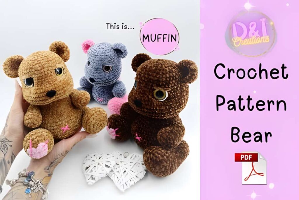 Amigurumi crochet patterns featuring teddy bears, perfect for craft fairs.