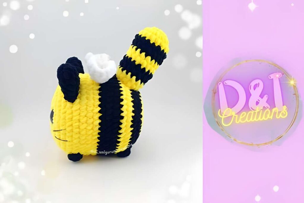 Amigurumi crochet patterns featuring a playful bee cat character.