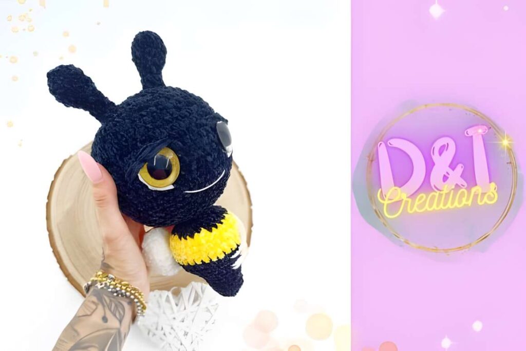 Amigurumi crochet bee pattern showcasing a cute bee character, relevant to amigurumi crochet patterns.