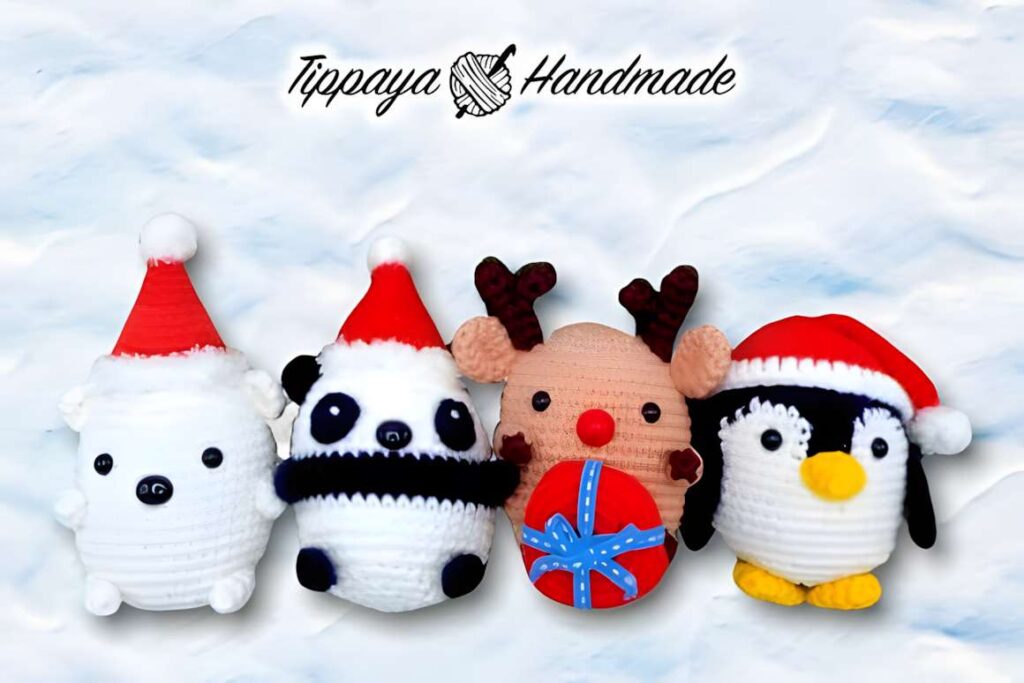 Christmas Amigurumi Mini Set featuring cute characters like a polar bear, panda, reindeer, and — amigurumi crochet patterns