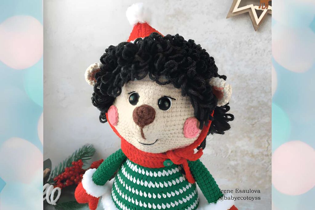 Amigurumi crochet patterns featuring a Christmas Hedgehog character.