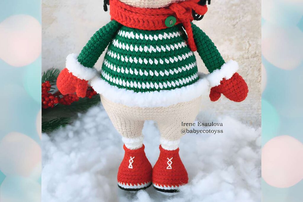 Amigurumi crochet patterns featuring a Christmas hedgehog in festive attire.