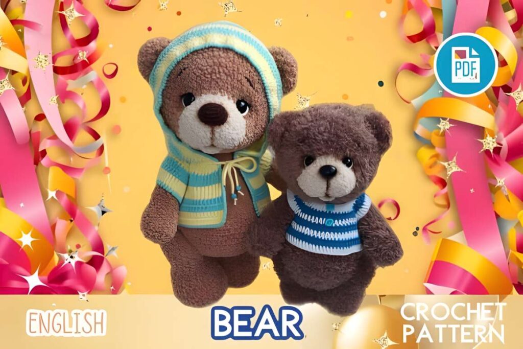 Amigurumi crochet patterns featuring dressed bears for character-driven designs.