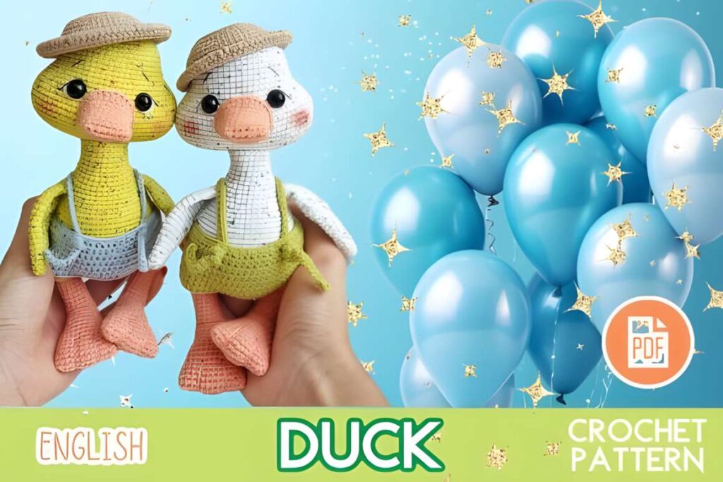 Amigurumi crochet patterns featuring a duck toy design.