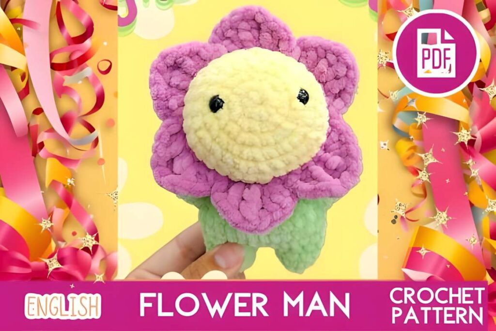 Amigurumi Crochet Flower Man made with chunky chenille yarn — chunky chenille yarn amigurumi crochet patterns