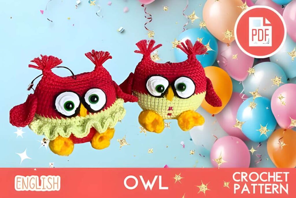 Amigurumi crochet patterns featuring colorful owl designs.