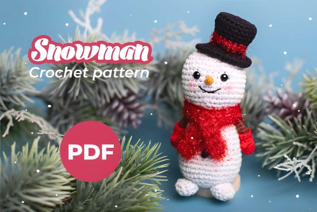 Amigurumi crochet patterns featuring a snowman toy.