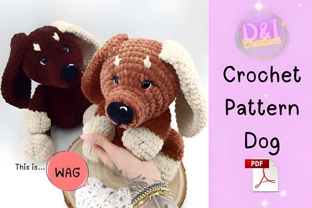 Amigurumi crochet patterns featuring dog characters for craft fairs.