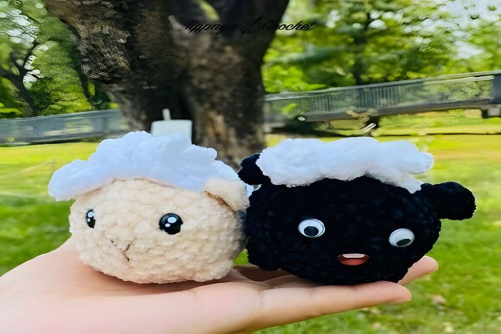 Amigurumi crochet patterns featuring sheep plush toys.