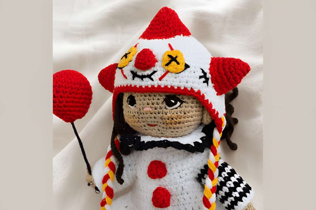 Amigurumi crochet doll pattern featuring a festive character with a clown theme. — amigurumi crochet patterns