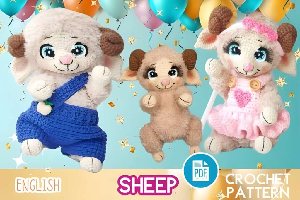 Amigurumi crochet patterns featuring a goat seep toy.