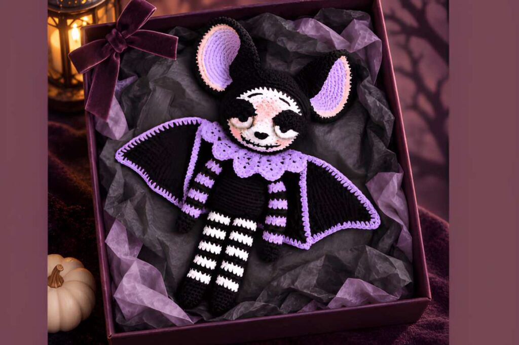 Amigurumi crochet patterns featuring a Halloween bat design.