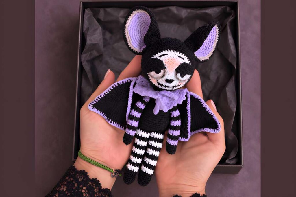 Amigurumi crochet patterns featuring a Halloween bat design.
