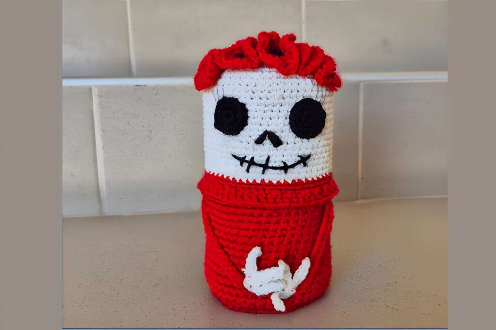 Amigurumi crochet skeleton nesting doll with red hair and white face. — amigurumi crochet patterns
