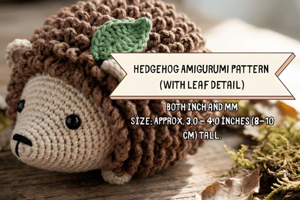 Hedgehog amigurumi crochet pattern featuring leaf detail, ideal for woodland themes. — amigurumi crochet patterns