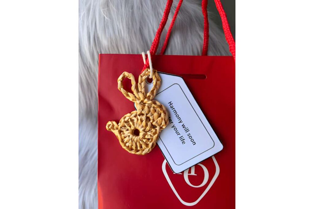 Mini Bunny Crochet Pattern Tag Predictio with raffia yarn — no sew amigurumi crochet patterns