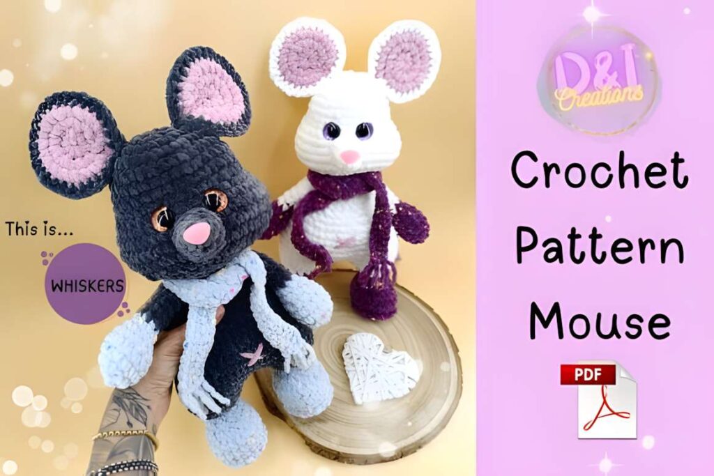 Amigurumi crochet patterns featuring mouse characters, ideal for craft fairs.